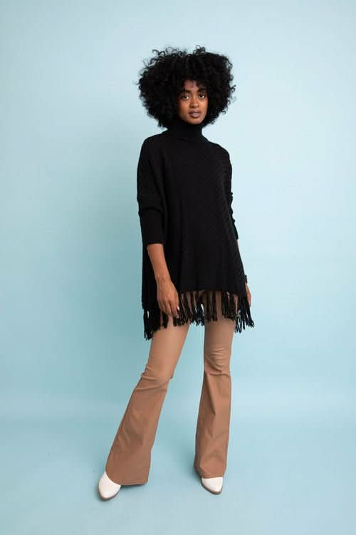 Sweater Weather Roll - Neck Poncho - Wear and Wander