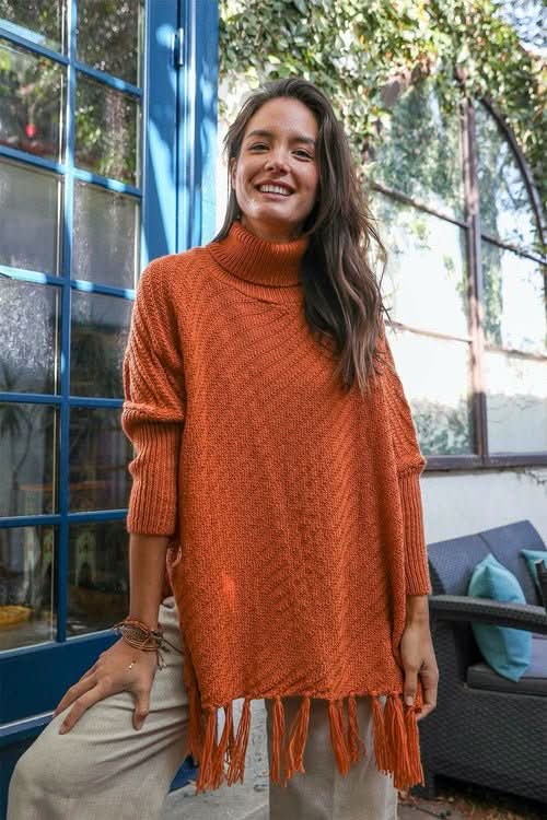 Sweater Weather Roll - Neck Poncho - Wear and Wander