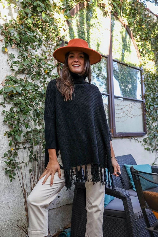 Sweater Weather Roll - Neck Poncho - Wear and Wander