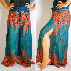 Teal Palazzo Wrap Pants, Hippie Pants, Boho Pants, Harem Flow Pants - Wear and Wander