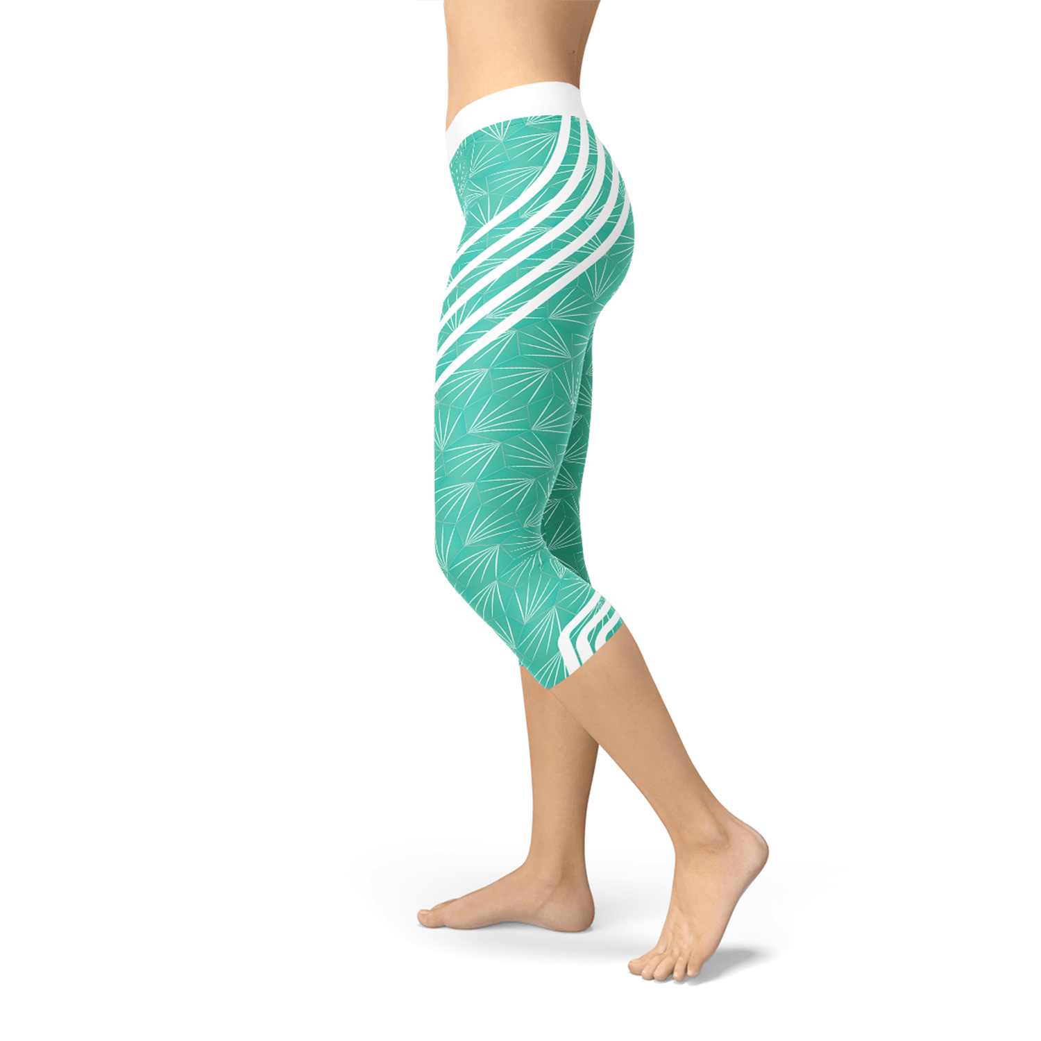 Turquoise Sports Capri Leggings - Wear and Wander