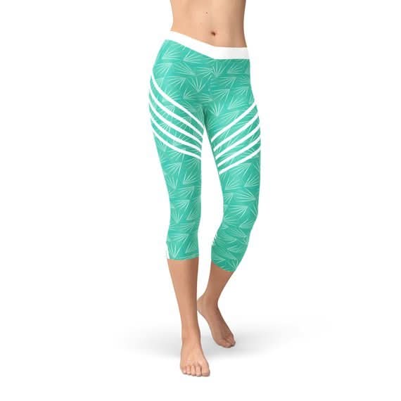 Turquoise Sports Capri Leggings - Wear and Wander