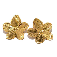 Uworld Hypoallergenic Stylish Vintage Flower Stud Earrings Premium 18k Gold Plated Stainless Steel For Women Party сережки женск - Wear and Wander