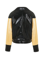Wide Collar Patent Faux Leather Jacket - Wear and Wander