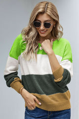 Winter Green Pullover Colorblock Sweater - Wear and Wander