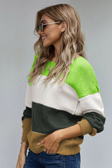 Winter Green Pullover Colorblock Sweater - Wear and Wander