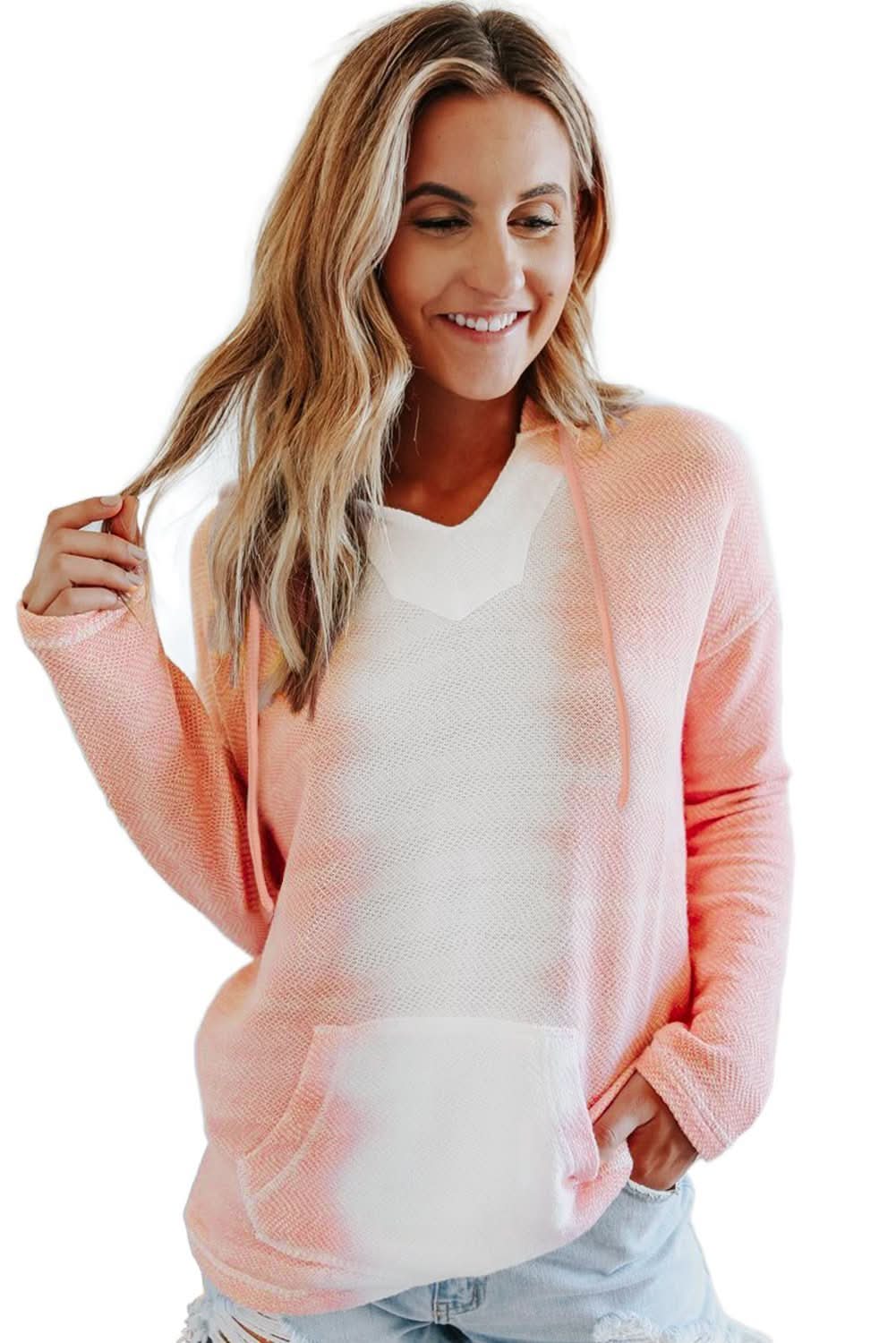 Women Cute Pink White Tie Dye Hoodie - Wear and Wander