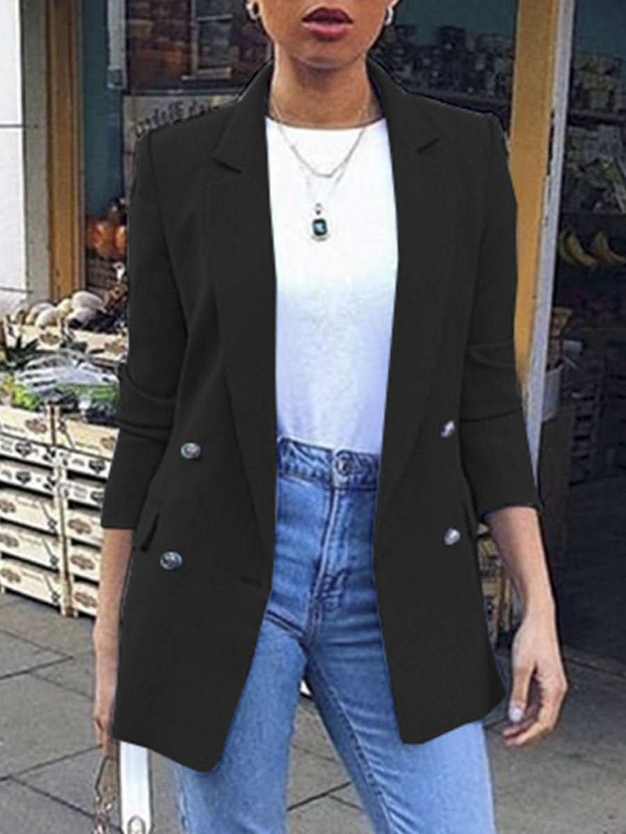 Women Fashion Solid Color Check Jackets Fall 2019 - Wear and Wander