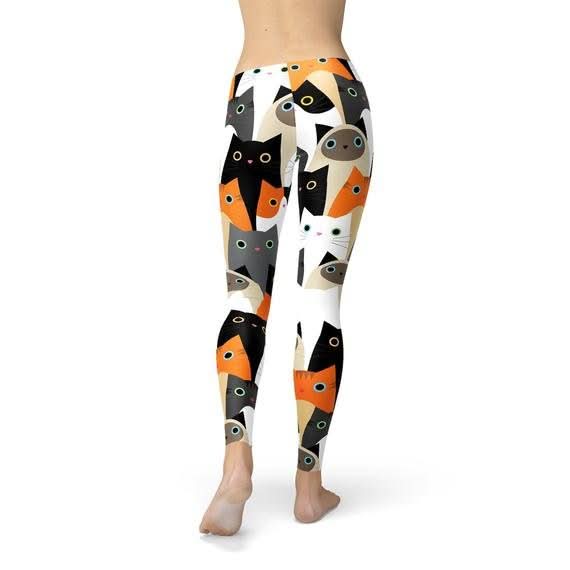 Womens All Over Print Cats Leggings - Wear and Wander