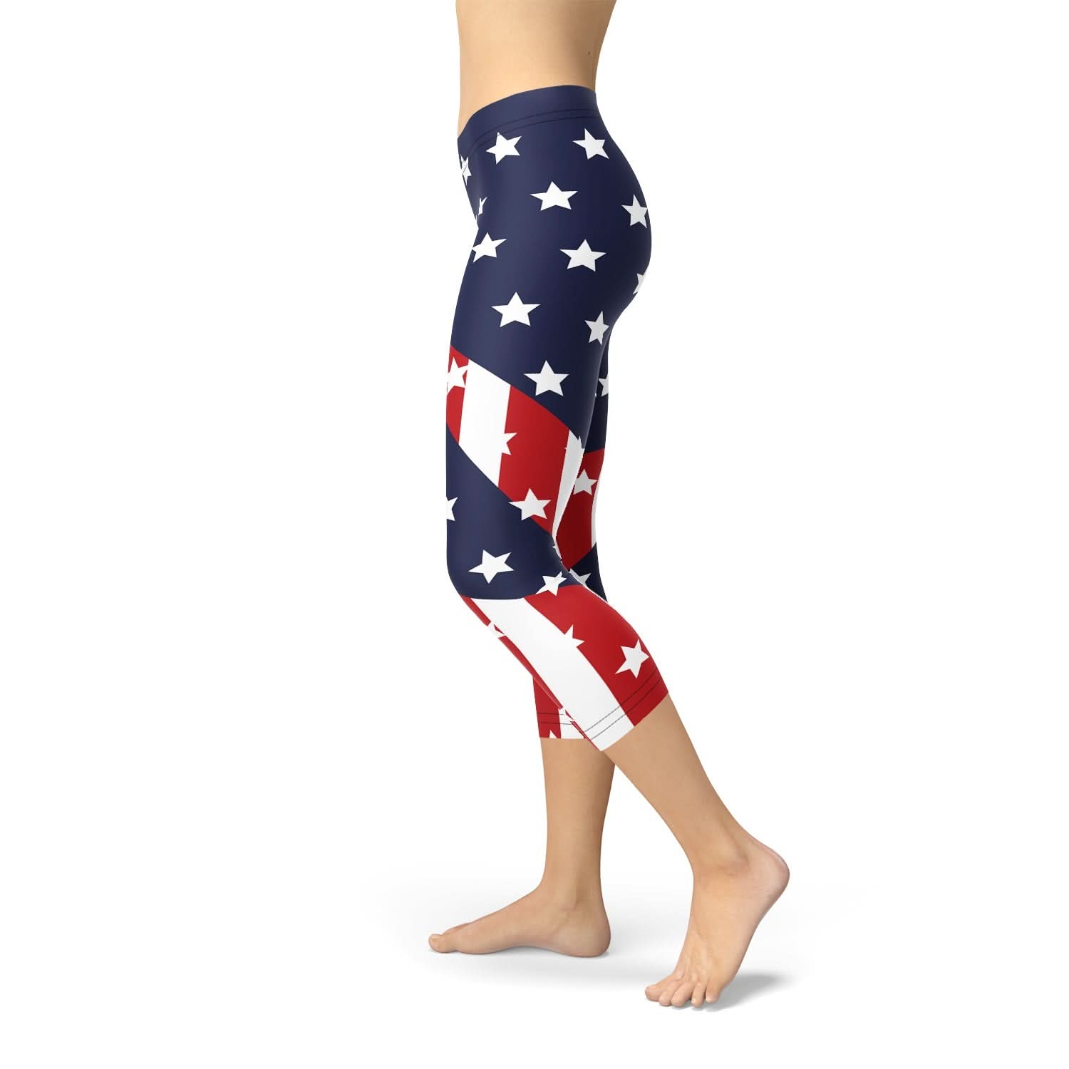 Womens American Flag Capri Leggings - Wear and Wander