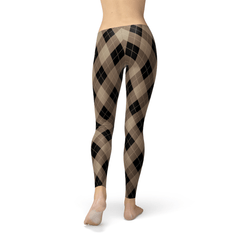 Womens Beige Brown Argyle Leggings - Wear and Wander