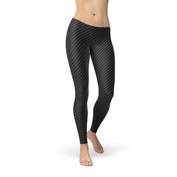 Womens Black Carbon Fiber Leggings - Wear and Wander