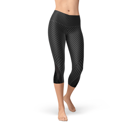 Womens Carbon Fiber Sports Capri Leggings - Wear and Wander