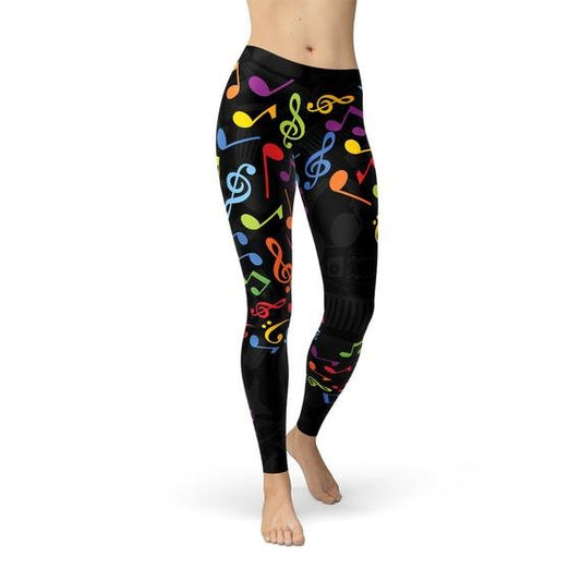 Womens Colorful Music Notes Leggings - Wear n Wander