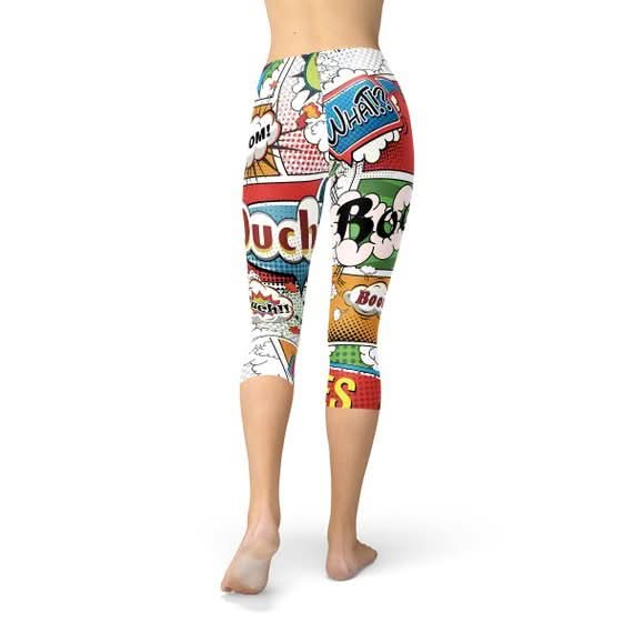 Womens Comic Book Capri Leggings - Wear and Wander