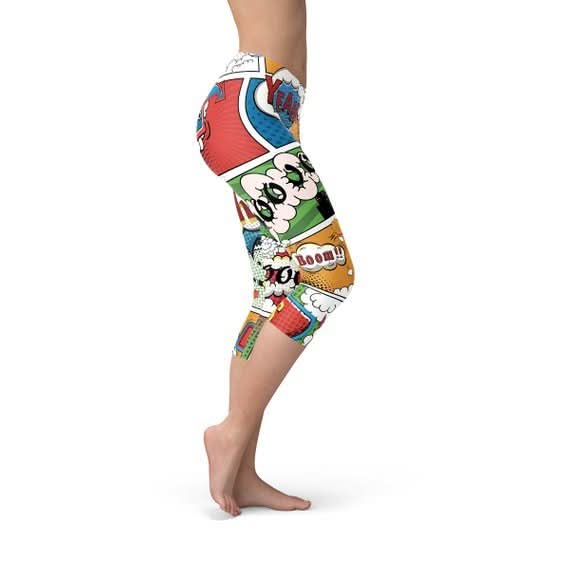 Womens Comic Book Capri Leggings - Wear and Wander