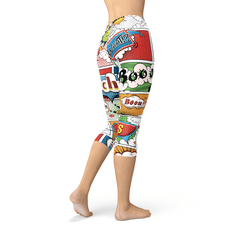 Womens Comic Book Capri Leggings - Wear and Wander