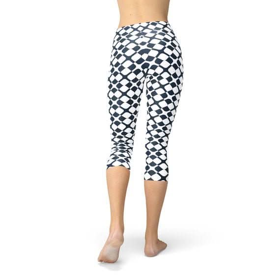 Womens Geometric Blue Tile Capri Leggings - Wear and Wander