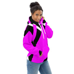 Womens Graphic Hoodie Black and Pink Pattern - Wear and Wander