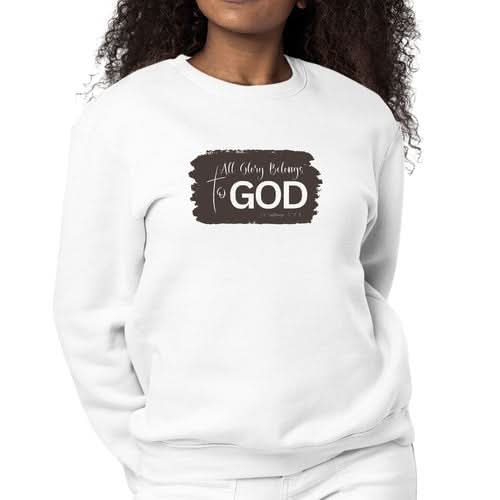 Womens Graphic Sweatshirt All Glory Belongs to God, Brown - Wear and Wander