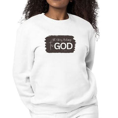 Womens Graphic Sweatshirt All Glory Belongs to God, Brown - Wear and Wander