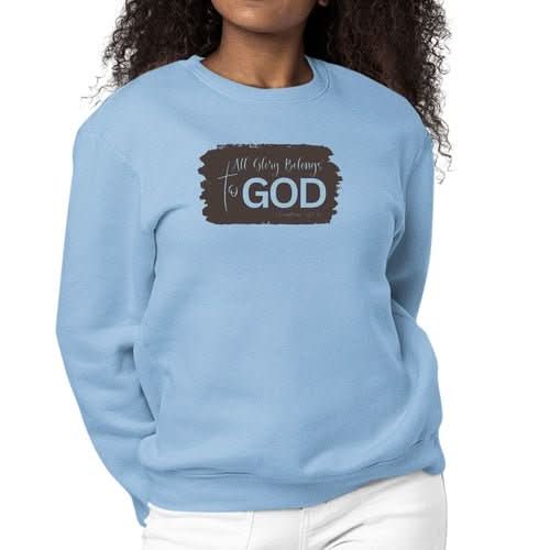 Womens Graphic Sweatshirt All Glory Belongs to God, Brown - Wear and Wander
