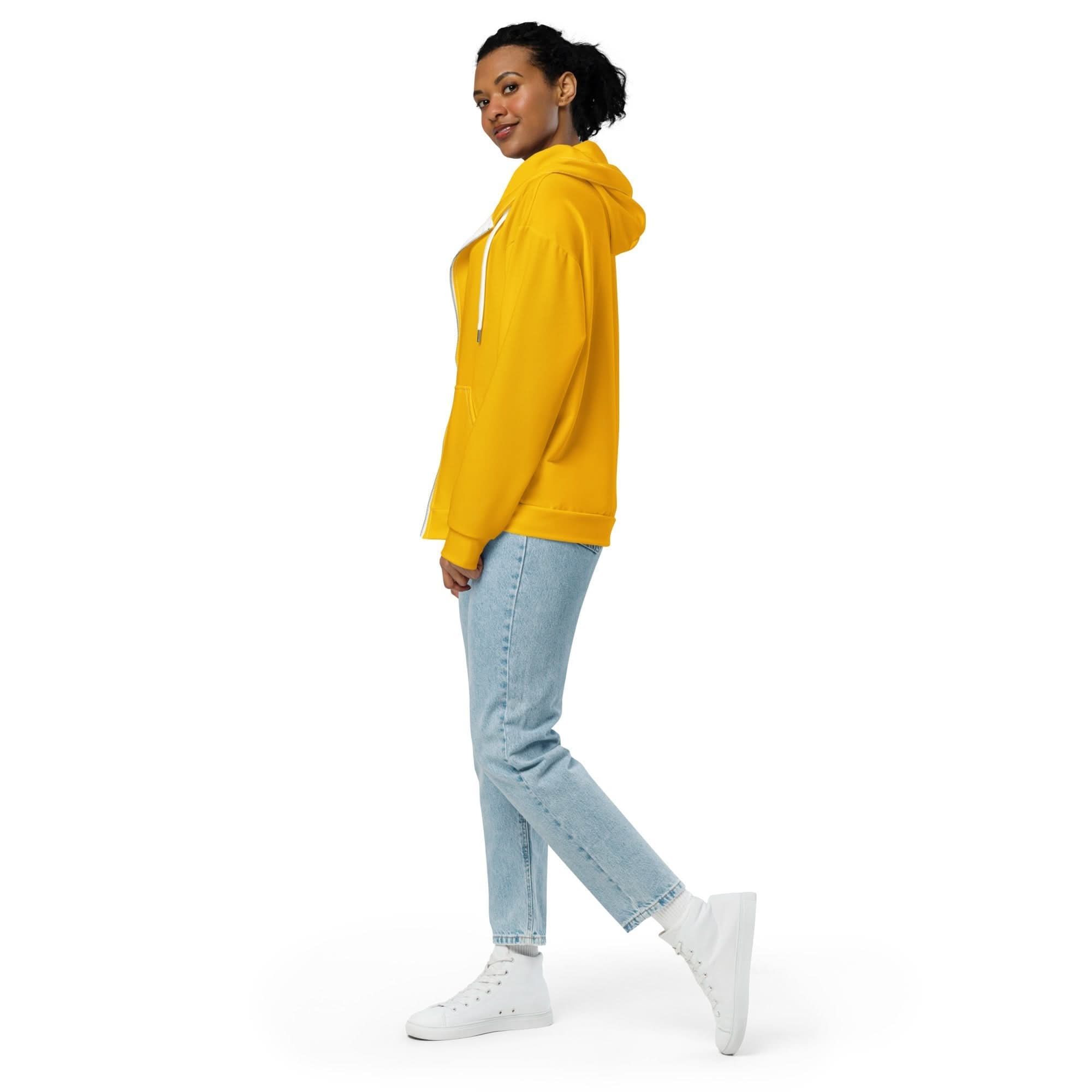 Womens Graphic Zip Hoodie Golden Yellow - Wear and Wander