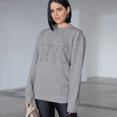 Womens Gray NYC Crewneck Sweatshirt - Wear and Wander