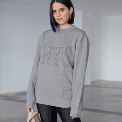 Womens Gray NYC Crewneck Sweatshirt - Wear and Wander