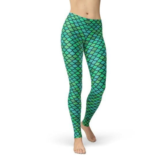 Womens Green Mermaid Leggings - Wear and Wander