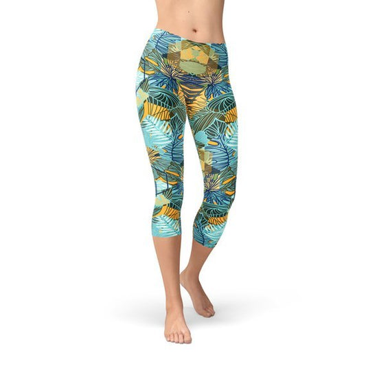 Womens Hexagon Floral Capri Leggings - Wear n Wander