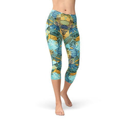 Womens Hexagon Floral Capri Leggings - Wear n Wander