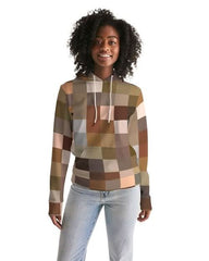 Womens Hoodie, Brown Multicolor Colorblock Pattern - Wear and Wander