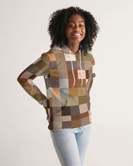 Womens Hoodie, Brown Multicolor Colorblock Pattern - Wear and Wander