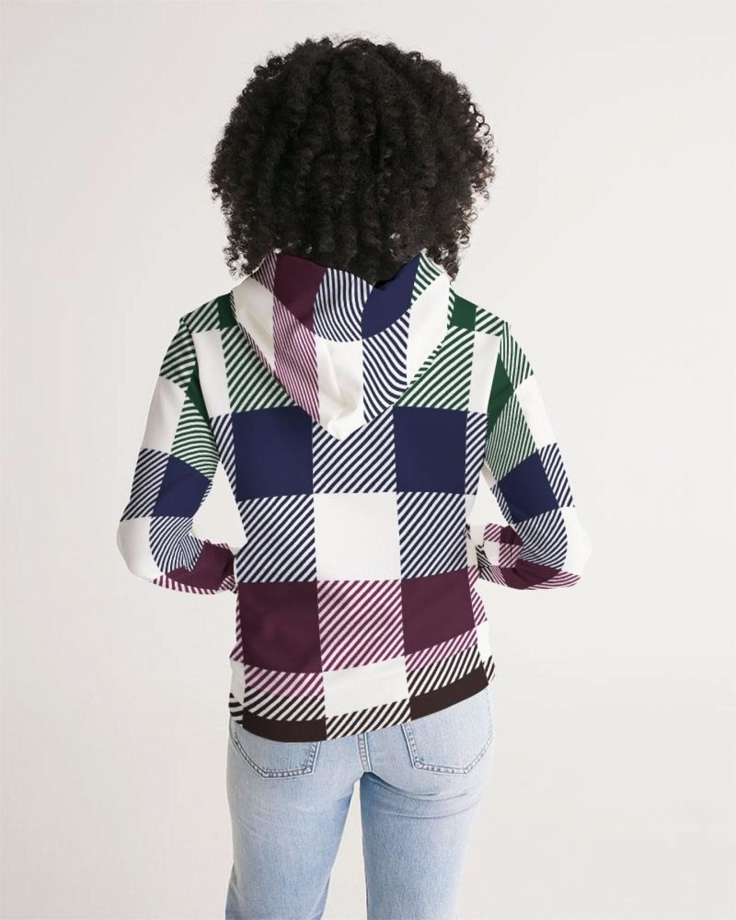 Womens Hoodie, Multicolor Colorblock Plaid Pattern - Wear and Wander