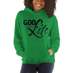 Womens Hoodie - Pullover Hooded Sweatshirt - god Inspired Life/black - Wear and Wander