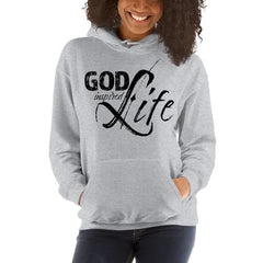Womens Hoodie - Pullover Hooded Sweatshirt - god Inspired Life/black - Wear and Wander