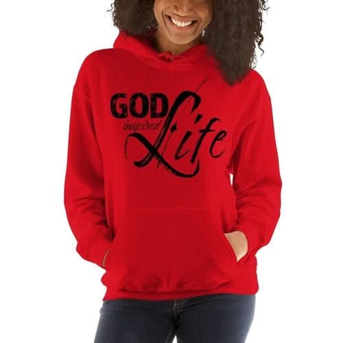 Womens Hoodie - Pullover Hooded Sweatshirt - god Inspired Life/black - Wear and Wander