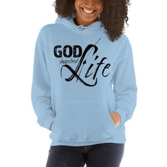 Womens Hoodie - Pullover Hooded Sweatshirt - god Inspired Life/black - Wear and Wander