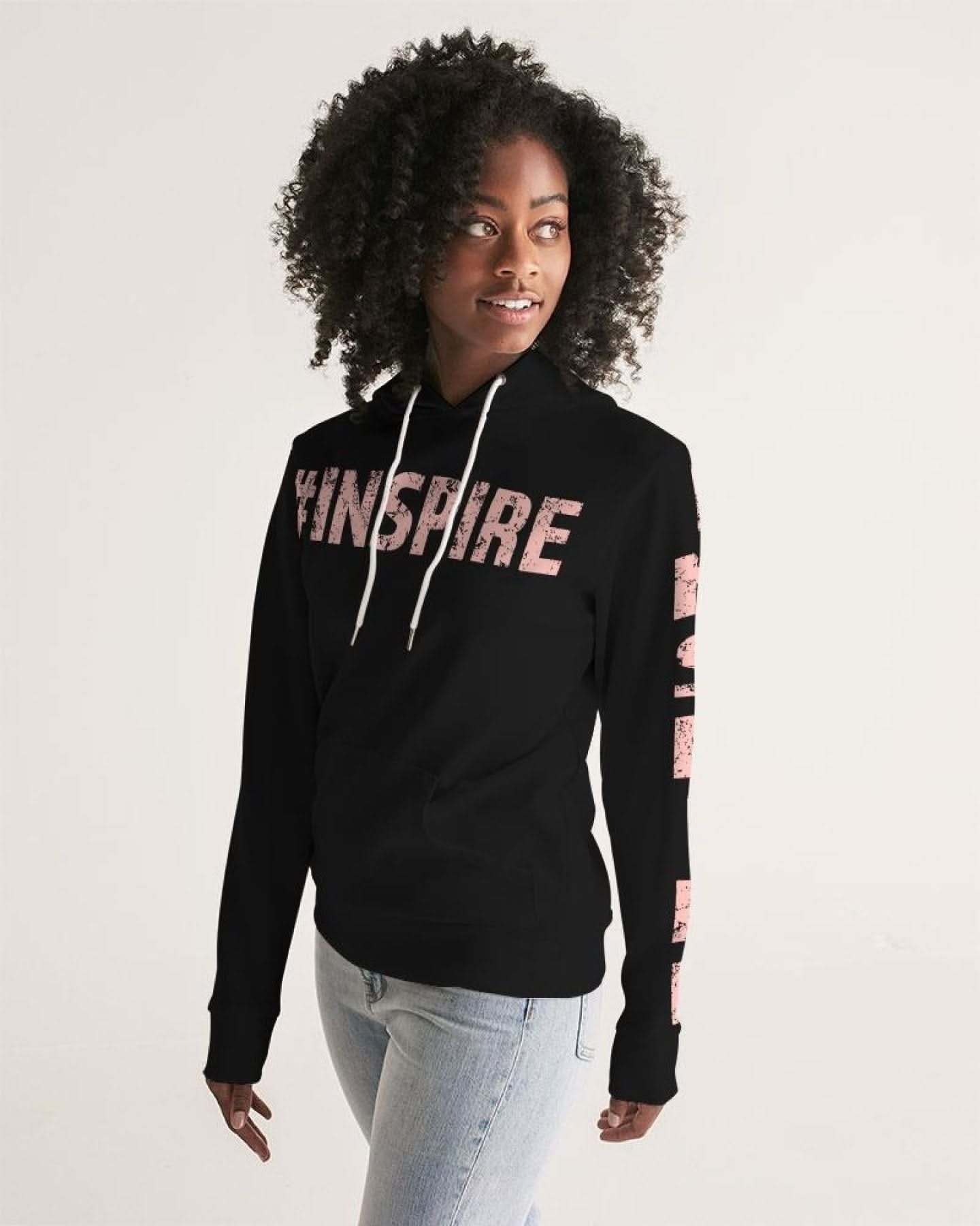 Womens Hoodie - Pullover Hooded Sweatshirt - Pink Graphic / Inspire - Wear and Wander