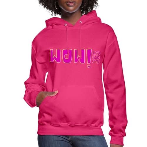 Womens Hoodie - Pullover Hooded Sweatshirt - Pink Graphic/wow 365 - Wear and Wander