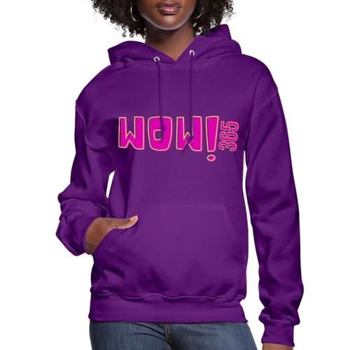 Womens Hoodie - Pullover Hooded Sweatshirt - Pink Graphic/wow 365 - Wear and Wander