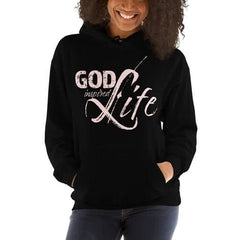 Womens Hoodie - Pullover Sweatshirt - God Inspired Life / Pink - Wear and Wander