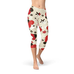Womens Japanese Cherry Blossom Capri Leggings - Wear n Wander