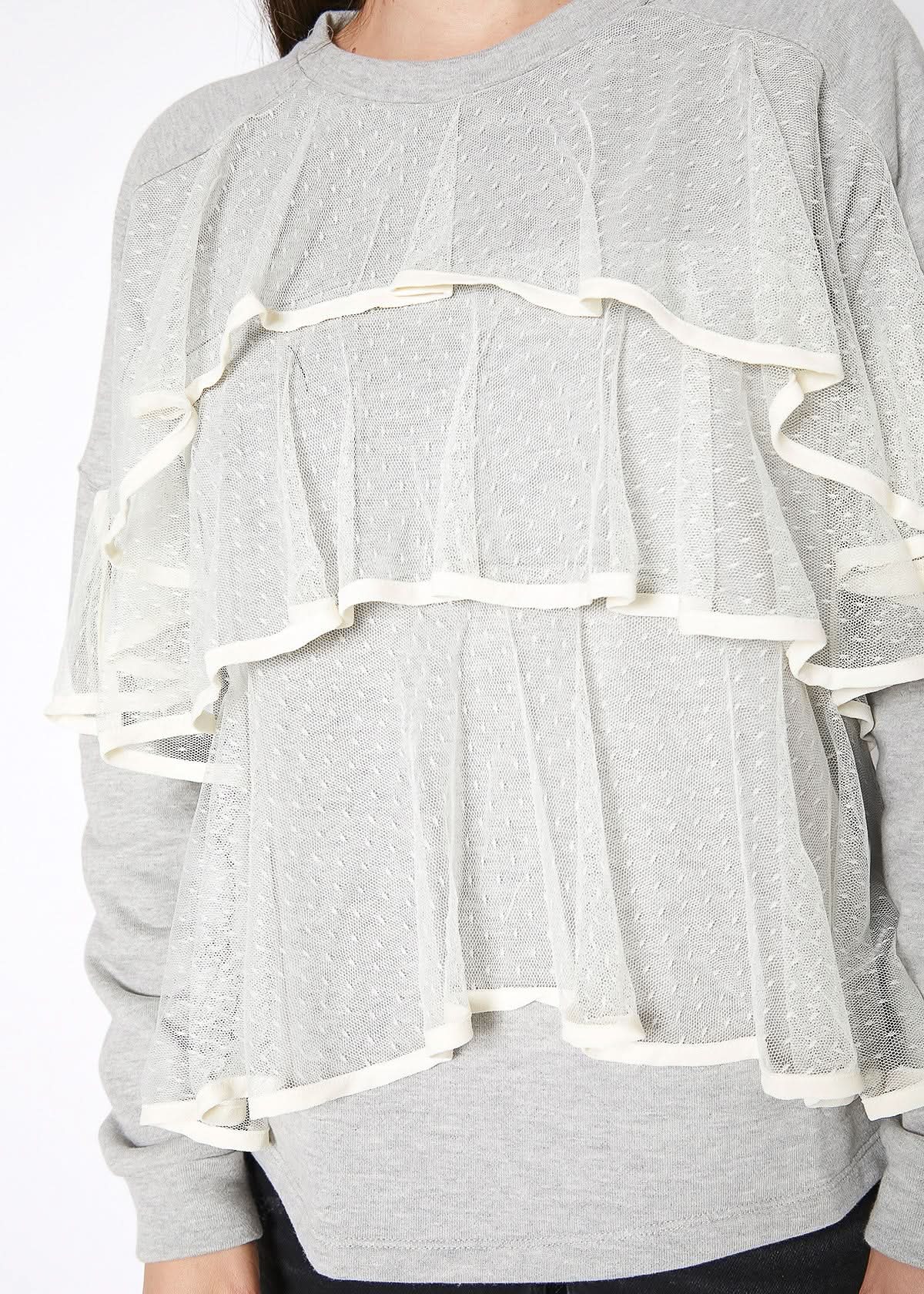 Women's Layered Lace Front Crewneck Sweatshirt - Wear and Wander