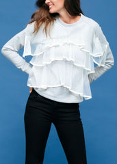 Women's Layered Lace Front Crewneck Sweatshirt - Wear and Wander