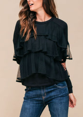 Women's Layered Lace Front Crewneck Sweatshirt - Wear and Wander