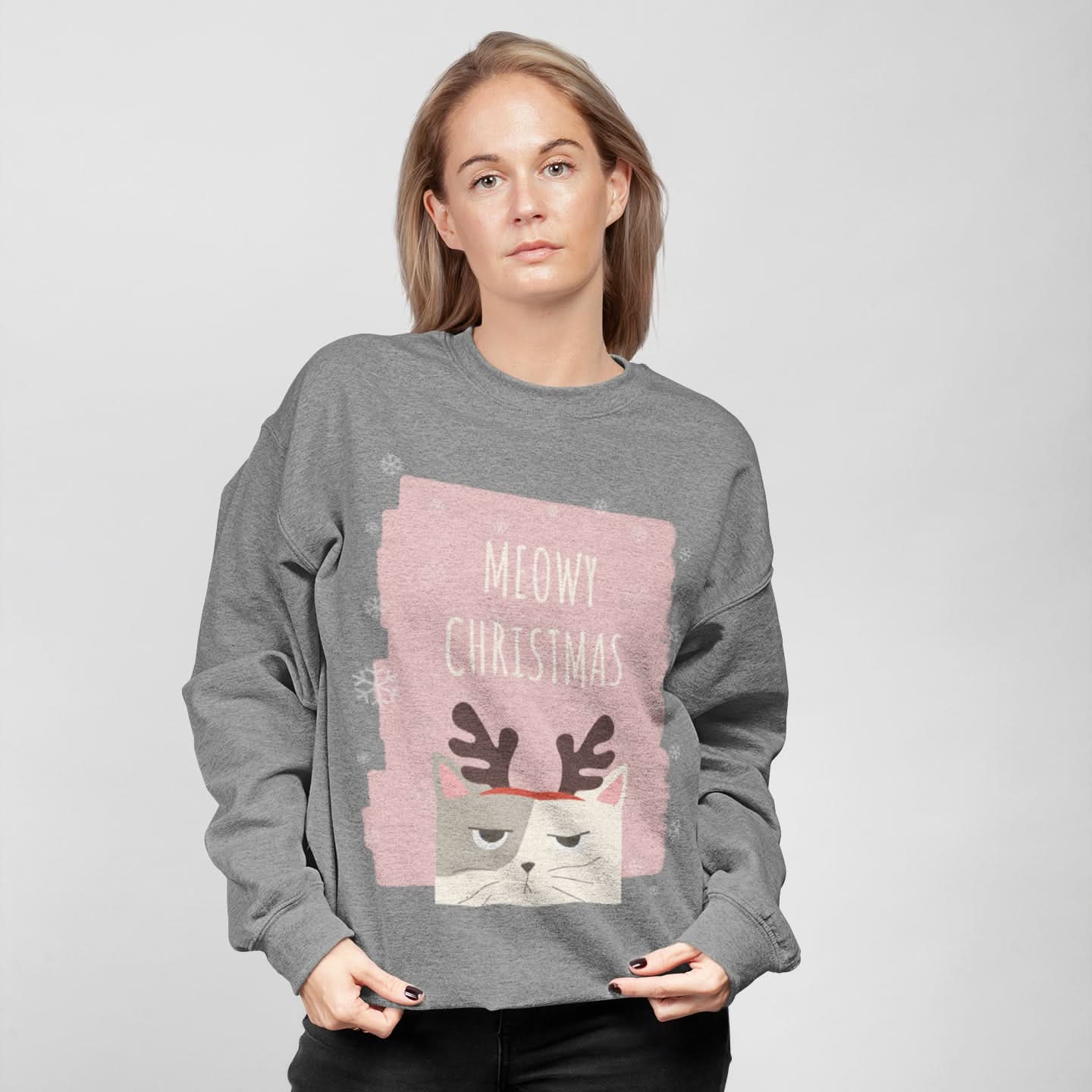 Womens Meowy Christmas Sweatshirt - Wear and Wander