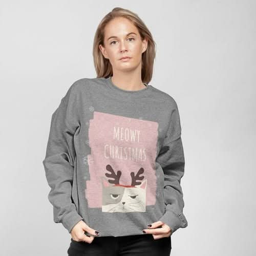 Womens Meowy Christmas Sweatshirt - Wear and Wander