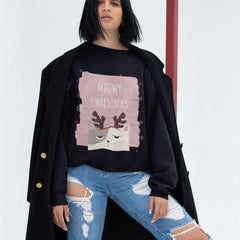 Womens Meowy Christmas Sweatshirt - Wear and Wander